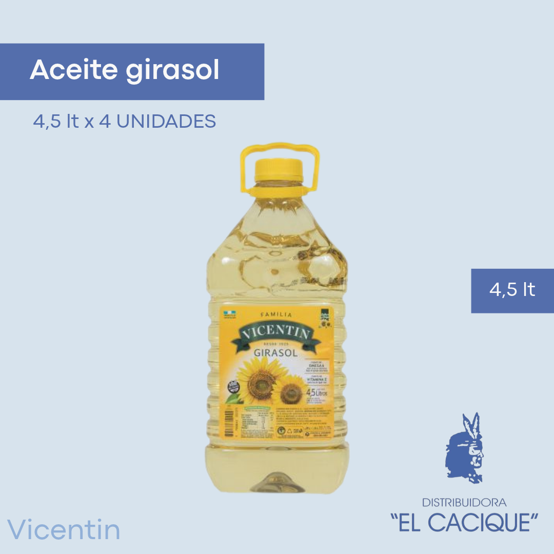 ACEITE GIRASOL VICENTIN 4 X 4,5 LTS.